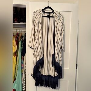 NIC+ZOE Long Open Poncho with Tassels